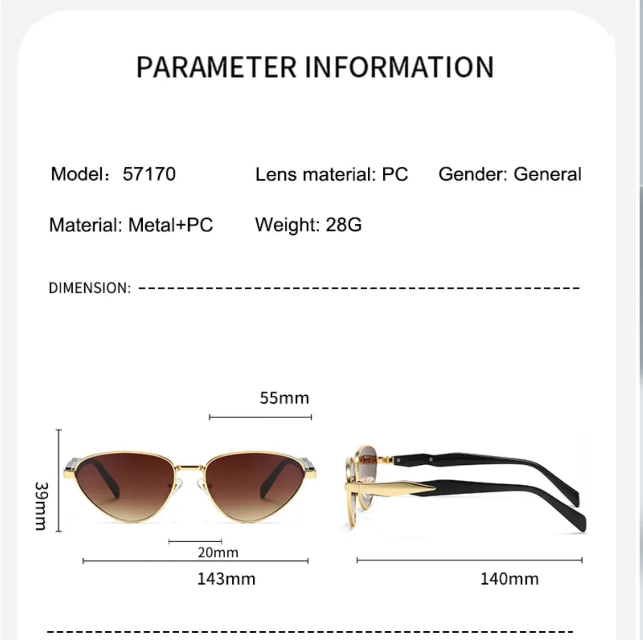 Golden Hour Slay | Streetwear Solid Color Pc Cat Eye Full Frame
Women's Sunglasses